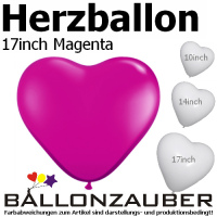 Latexballon Herz Magenta 45cm = 17inch Umf. 130cm