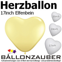 Latexballon Herz Ivory 45cm = 17inch Umf. 130cm