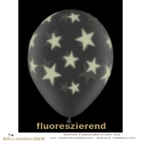 Latexballons Rund Sterne transparent fluoreszierend 30cm = 11inch Umf. 95cm