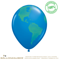Latexballon Rund Globus Blau 30cm Umf. 105cm