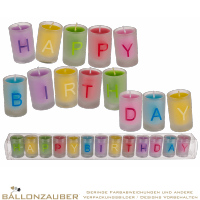 Kerzen im Glas Happy Birthday Bunt einzeln zum Anznden