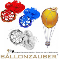 Ballongondel Korbgeflecht-Ringe mit Netz Nylon versch. Farben inklusive passendem Ballon