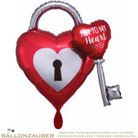 Folienballon Herzschloss mit Schlssel 3D Key To My Heart Rot 81cm = 32inch
