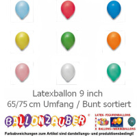 Latexballon Rund 9inch Bunt sortiert