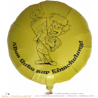 Folienballon Rund Alles Gute zur Einschulung! gelb nonmetallic 45cm = 18inch