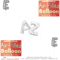 Folienballon Minibuchstabe A bis Z silber metallic 40cm = 16inch per Buchstabe fr Luftfllung