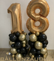 Ballonskulptur 18. Geburtstag gold schwarz
