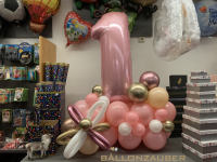 Ballonskulptur Zahl 1 , rosa