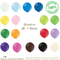 Latexballon Rund Dekoballon freie Farbwahl Standard/Pastell 13cm = 5inch Umf. 40cm