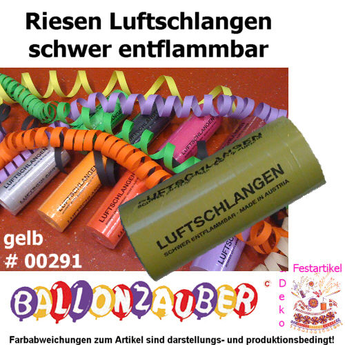 Luftschlangen Riesenluftschlangen Gelb Karneval Deko
