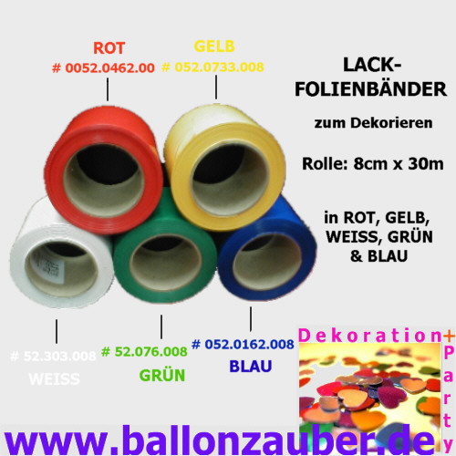 Lackfolienband Rolle uni div. Farben 8cm x 30m Deko Schleife