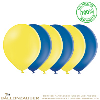 Latexballon Rund Blau Gelb Ø30cm = 11inch Umf. 95cm