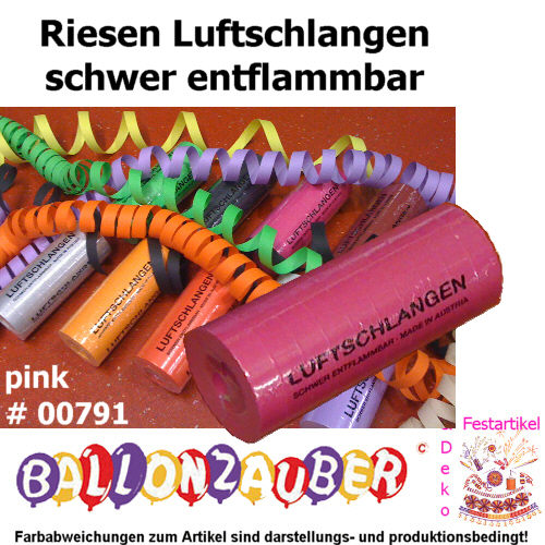 Luftschlangen Riesenluftschlangen Pink Karneval Deko