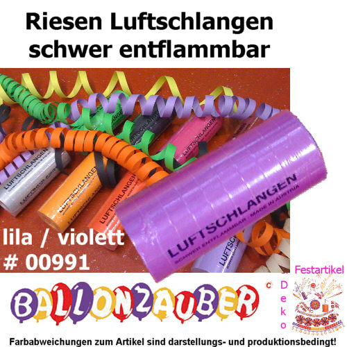 Luftschlangen Riesenluftschlangen Violett Karneval Deko