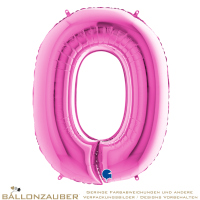 Folienballon Zahl 0 Pink Metallic 101cm = 40inch
