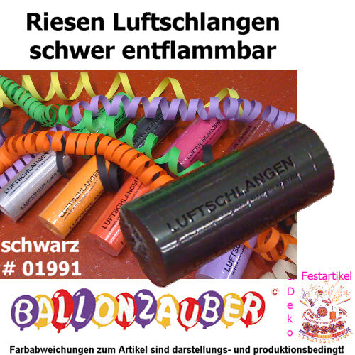 Luftschlangen Riesenluftschlangen Schwarz Karneval Deko
