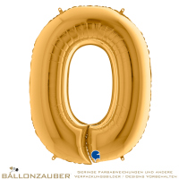 Folienballon Zahl 0 Gold Metallic 101cm = 40inch