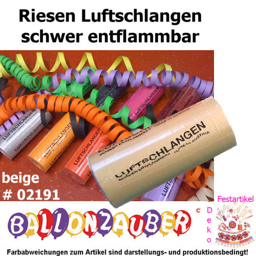 Luftschlangen Riesenluftschlangen Beige / Elfenbein Karneval Deko