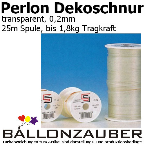 Dekoseil Dekoschnur Perlon Monofilschnur 0,2mm transparent 25m Spule Ballondeko