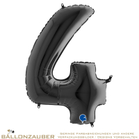 Folienballon Zahl 4 Schwarz Metallic 101cm = 40inch
