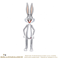 Folienballon Airwalker Tier Hase Bugs Bunny grau weiss 208cm = 82inch