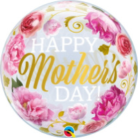 Folienballon Bubble Happy Mother`s day rosa pink gold Transparent 56cm = 22inch