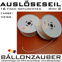 Dekoseil Auslseseil fr Ballonauslsungen 4mm Zugseil 100m Spule Ballondeko Flechtschnur spiralgeflochten wei