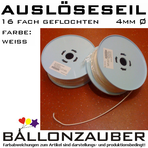 Dekoseil Auslöseseil für Ballonauslösungen 4mm Zugseil 100m Spule Ballondeko