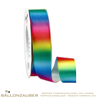 Satinband 2,5cm breit Pattberg Rainbow Bunt zum Verpacken oder als Ballonband