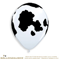 Latexballon Rund Kuhflecken weiß, schwarz, Kuhflecken