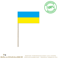 Papierfahne am Holzstab Staatenfahne Ukraine Blau Gelb
