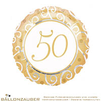 Folienballon Rund Goldene Hochzeit 50 gold weiß 45cm = 18inch