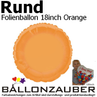 Rund orange 45cm = 18inch Folienballon Geburtstag Werbung Ballon Luftballon