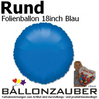 Rund blau 45cm = 18inch Folienballon Geburtstag Werbung Ballon Luftballon