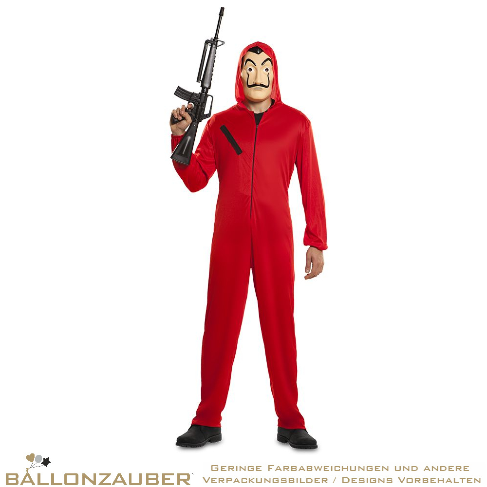 Kostüm Overall mit Kapuze und Dali Maske Haus des Geldes