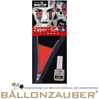 Kostüm Verkleidung Zipper-Set Reißverschluss, Kosmetikkleber Maske Maske, schwarz, silber