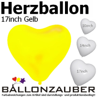 Latexballons Herz Gelb Ø45cm = 17inch Umf. 130cm