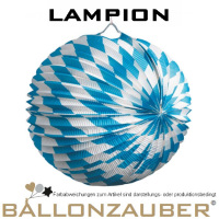 1 Lampion Laterne Rund bayrische Rauten blau weiß Raumdekoration zum Aufhängen