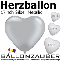 Latexballon Herz Silber metallic Ø45cm = 17inch Umf. 130cm