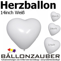 Latexballons Herz Weiß Ø36cm = 14inch Umf. 90cm