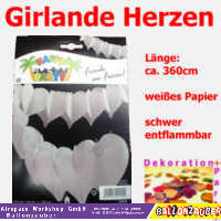 Girlande Herzen wei