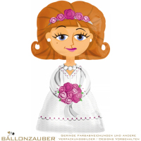 Folienballon Airwalker Braut Hochzeit weiß 127cm = 50inch