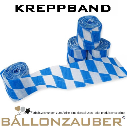Kreppband bayrische Rauten Oktoberfest 4 Rollen á 10m Länge Dekoband Party