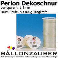 Dekoseil Dekoschnur Perlon Monofilschnur 1,5mm transparent 100m Spule Ballondeko Dekoschnur transparent