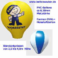 Riesenballon Ovale Heißluftballon-Formen 2 m x 2,5 m