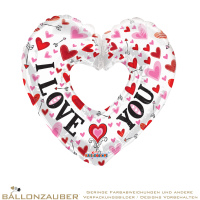 Folienballon Herz offen I Love You Bunt Metallic 92cm = 36inch