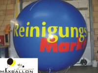 Riesenballon Rund 2m PVC m.Seilspinne in Standard-Qual. Rundballon rot