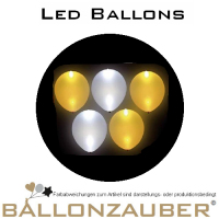 LED WakaDabaLoons leuchtend  silber gold metallic Ø25cm 10inch Umf.95/110cm