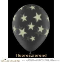 Latexballons Rund Sterne transparent fluoreszierend Ø30cm = 11inch Umf. 95cm