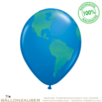 Latexballon Rund Globus Blau Ø30cm Umf. 105cm